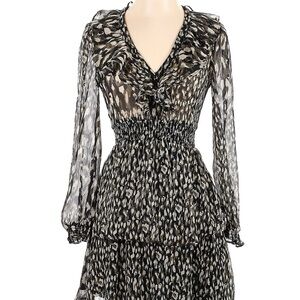 Zara Black and Cream Long Sleeve Dress